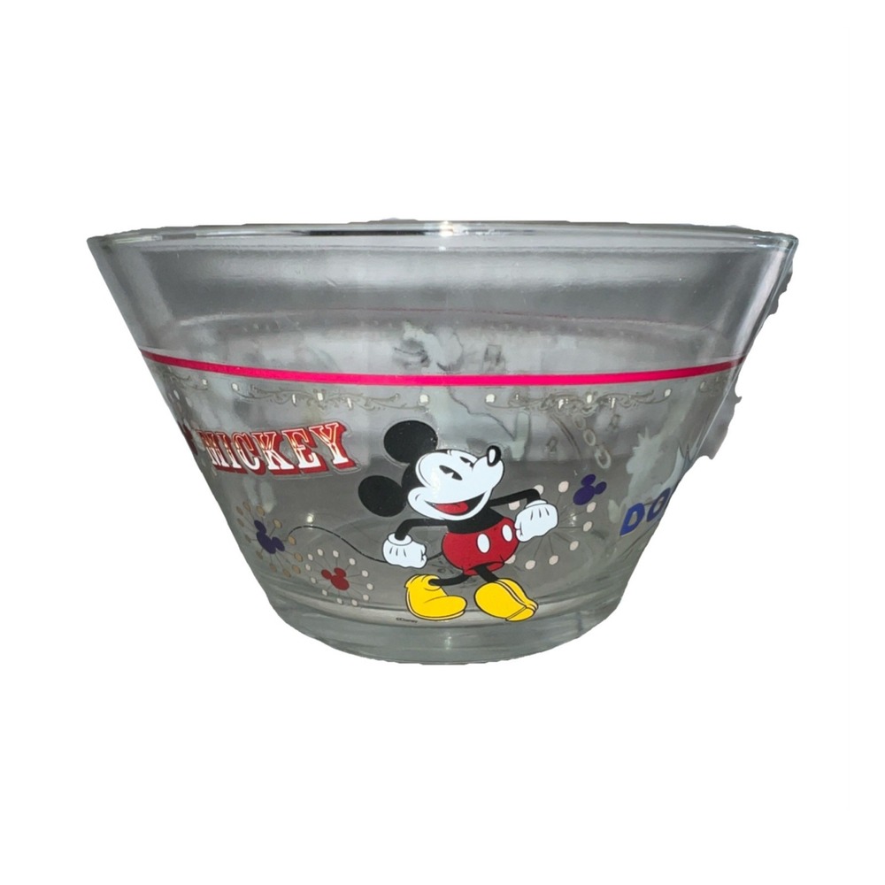 6/Disney Glass Bowl Mickey Mouse Donald Duck Goofy Minnie Mouse Characters 3x5w